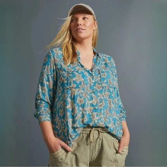 Anthropologie Pilcro Leilani Button Front Shirt Tunic Top Women’s Size Medium - Picture 15 of 15